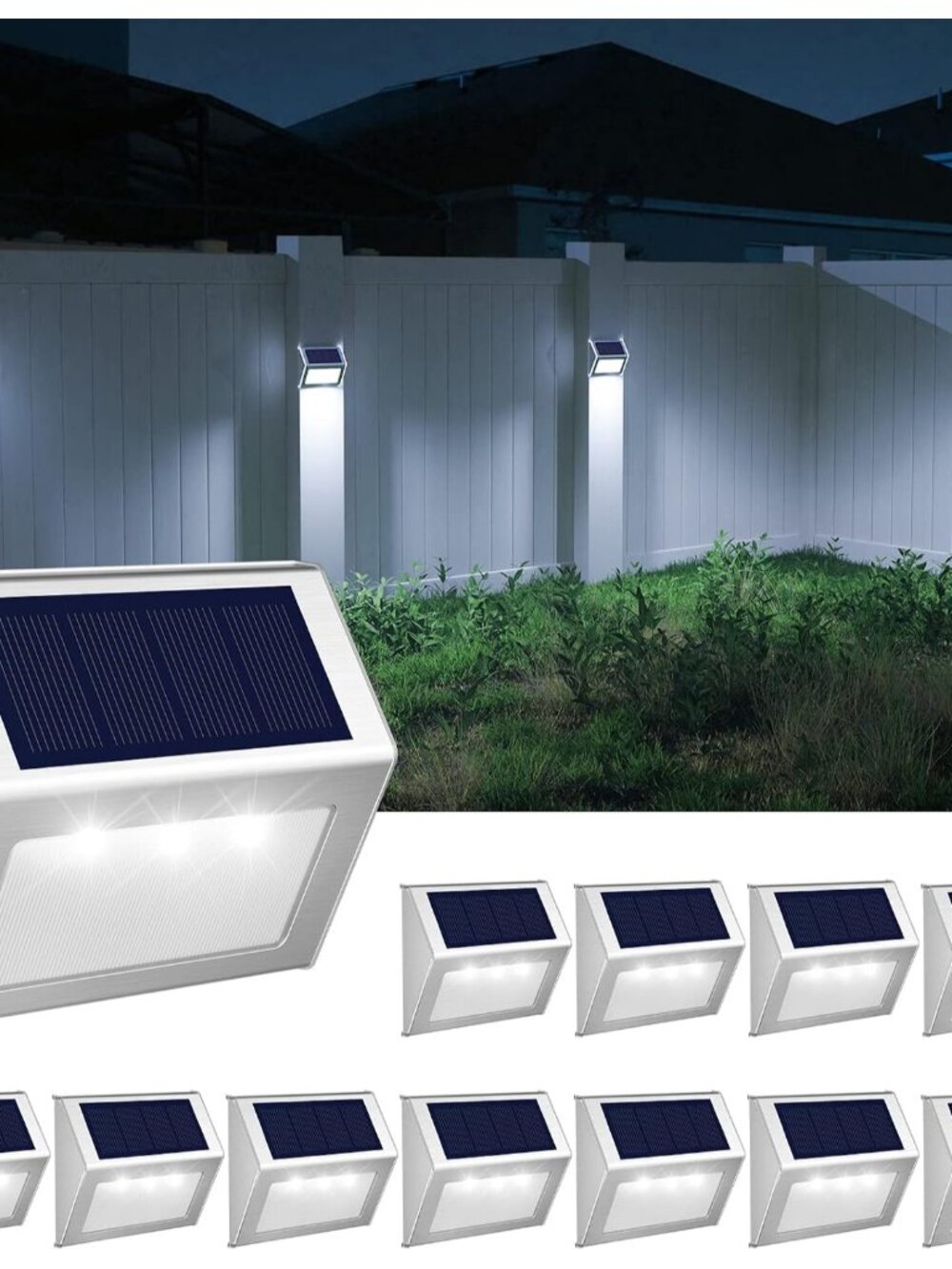 Solar Deck Lights Perfect for Fence, Step, Stair Decor-Cool White-12P